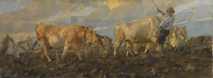 Ettore Tito Oxen Plowing Germany oil painting art